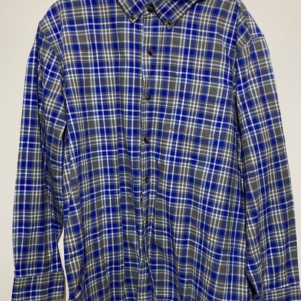 SCHMIDT Men's Blue Checked Button Down Long Sleeve‎ Size XL